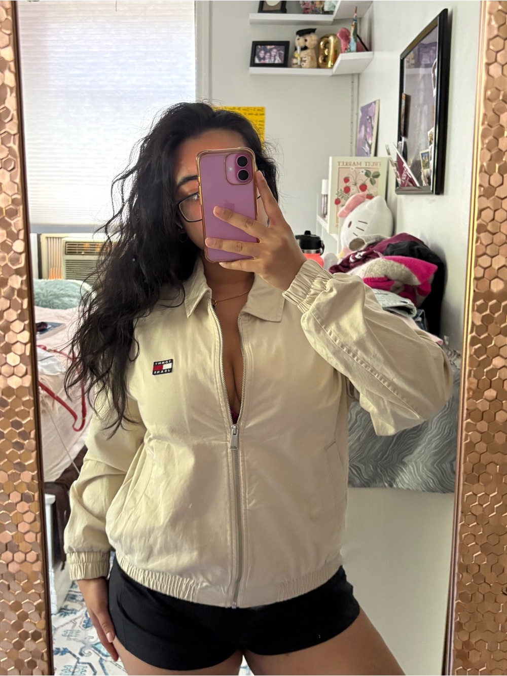 Tommy Hilfiger Cream Zip-Front Bomber Jacket
